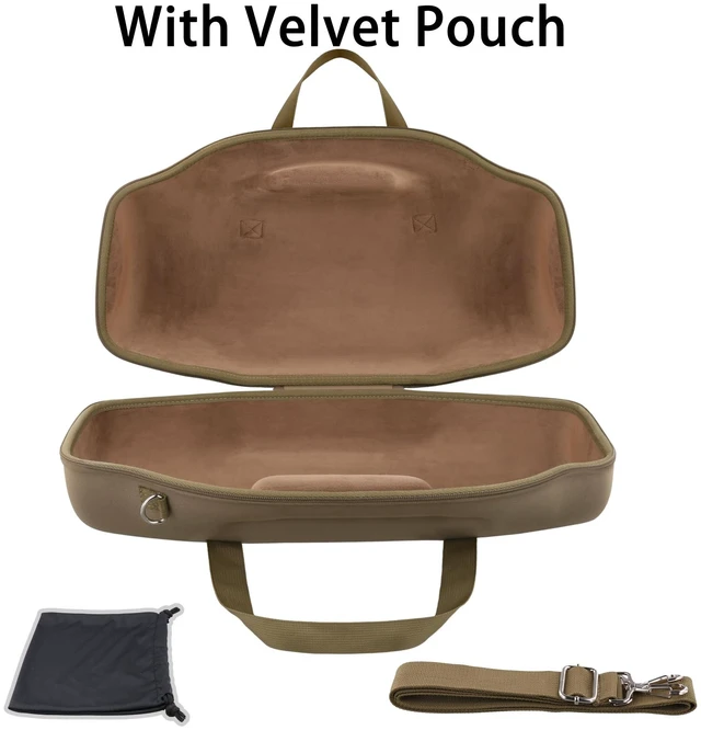 Alt view image 2 of 7 - Hard Case for JBL Boombox 4 Portable Bluetooth Speaker, Brown Velvet Accessory Pouch, Integrated Handle Slot, Cable Organization, Shoulder Strap, Soft Velvet Lining, Secure Carrying