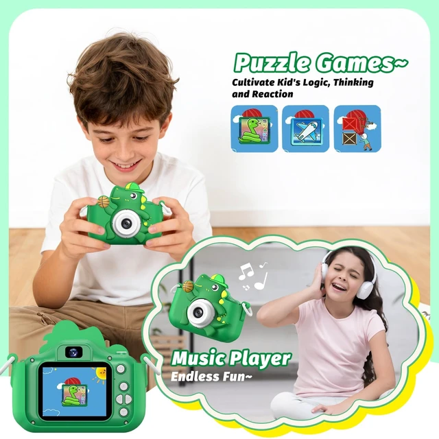 Alt view image 6 of 7 - Kids Camera Toy, Dinosaur Toys Camera for Kid Age 3-12, Christmas/Birthday Gifts for Boys and Girls, 1080P HD Kids Digital Camera, Children Camera Gift for 3 4 5 6 7 8 9 10 11 12 Year Old