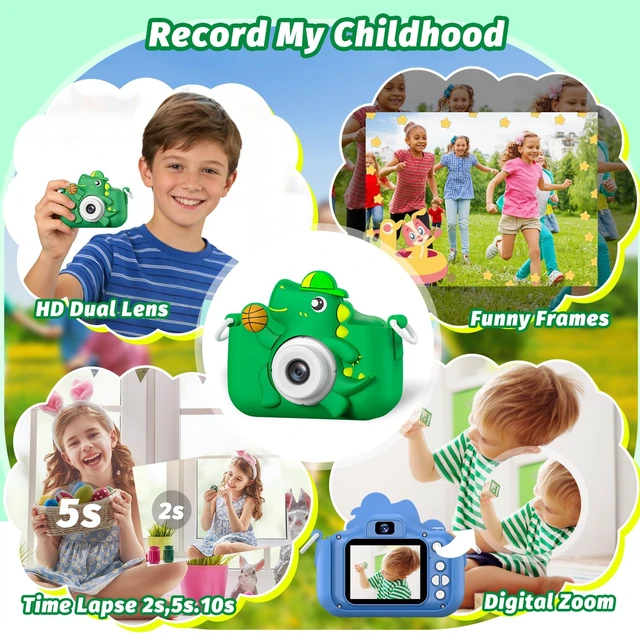 Alt view image 3 of 7 - Kids Camera Toy, Dinosaur Toys Camera for Kid Age 3-12, Christmas/Birthday Gifts for Boys and Girls, 1080P HD Kids Digital Camera, Children Camera Gift for 3 4 5 6 7 8 9 10 11 12 Year Old