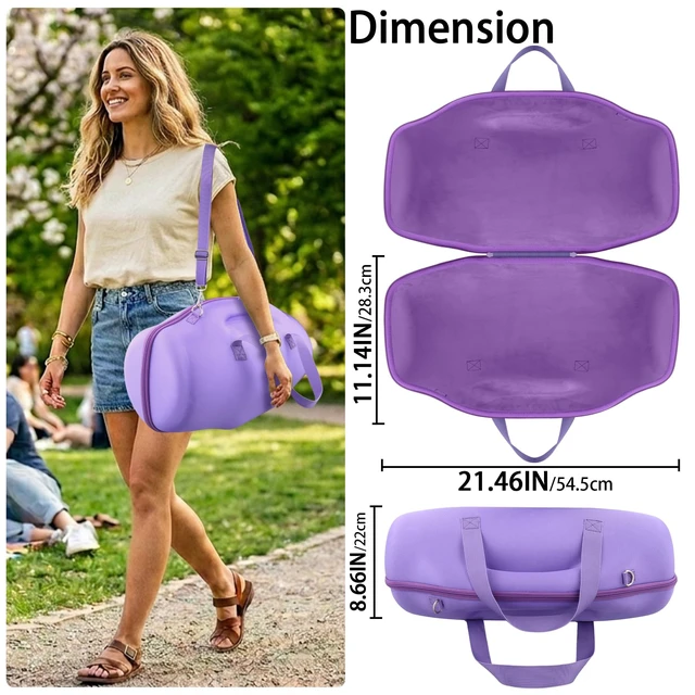 Alt view image 7 of 7 - Hard Case for JBL Boombox 4 Portable Bluetooth Speaker, Purple Velvet Accessory Pouch, Integrated Handle Slot, Cable Organization, Shoulder Strap, Soft Velvet Lining, Secure Carrying