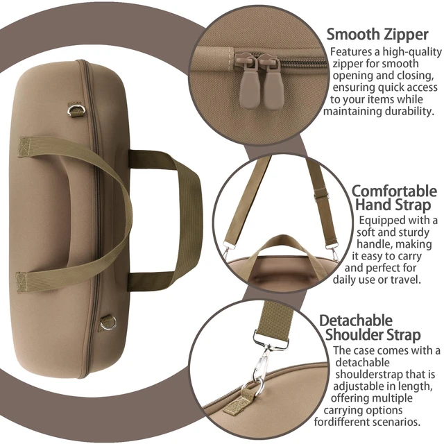 Alt view image 5 of 7 - Hard Case for JBL Boombox 4 Portable Bluetooth Speaker, Brown Velvet Accessory Pouch, Integrated Handle Slot, Cable Organization, Shoulder Strap, Soft Velvet Lining, Secure Carrying