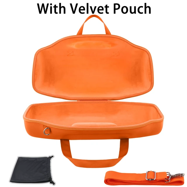 Alt view image 2 of 7 - Hard Case for JBL Boombox 4 Portable Bluetooth Speaker, Orange Velvet Accessory Pouch, Integrated Handle Slot, Cable Organization, Shoulder Strap, Soft Velvet Lining, Secure Carrying