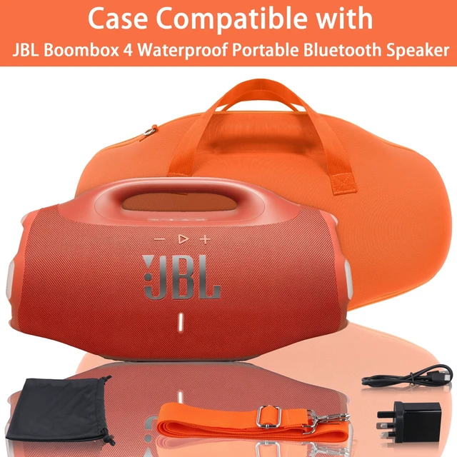 Alt view image 3 of 7 - Hard Case for JBL Boombox 4 Portable Bluetooth Speaker, Orange Velvet Accessory Pouch, Integrated Handle Slot, Cable Organization, Shoulder Strap, Soft Velvet Lining, Secure Carrying