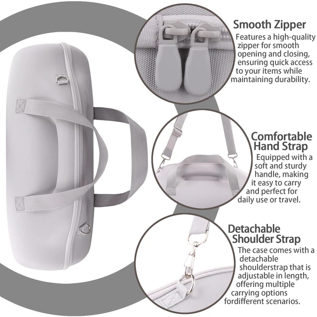 Alt view image 5 of 7 - Hard Case for JBL Boombox 4 Portable Bluetooth Speaker, White Velvet Accessory Pouch, Integrated Handle Slot, Cable Organization, Shoulder Strap, Soft Velvet Lining, Secure Carrying