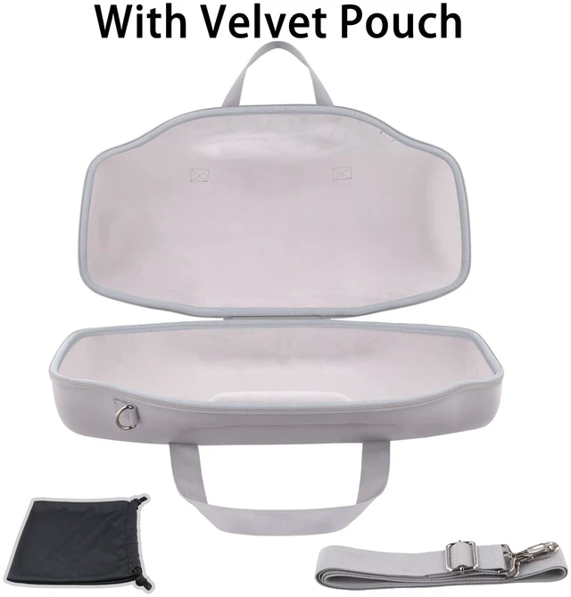 Alt view image 2 of 7 - Hard Case for JBL Boombox 4 Portable Bluetooth Speaker, White Velvet Accessory Pouch, Integrated Handle Slot, Cable Organization, Shoulder Strap, Soft Velvet Lining, Secure Carrying