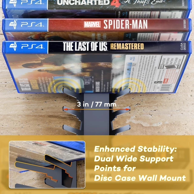 Alt view image 5 of 7 - Video Game Storage Wall Mount Game Case Holder, Metal Wall Mounted Media Storage Shelves for PS, Xbox, Switch Game Organizer (8-Pack)