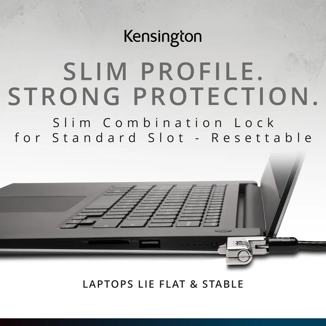 Alt view image 3 of 7 - Slim Combination T-Bar Standard Lock Slot for Laptops, Security Computer Lock Cable, Resettable 4-wheel Number Code with 6 Foot Cable, K60600WW