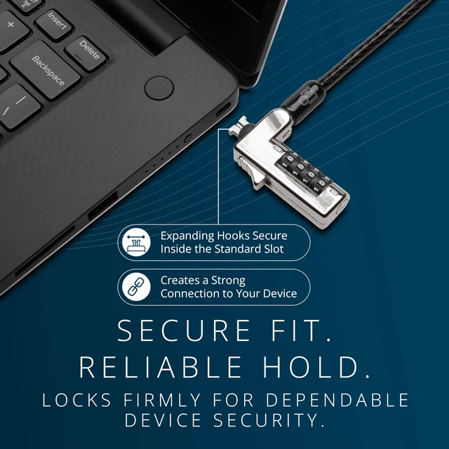 Alt view image 6 of 7 - Slim Combination T-Bar Standard Lock Slot for Laptops, Security Computer Lock Cable, Resettable 4-wheel Number Code with 6 Foot Cable, K60600WW