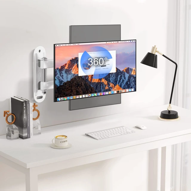 Alt view image 2 of 7 - TV Wall Mount Swivel Tilt Rotation Full Motion Adjustable Articulating for Most 15-32 inch LED, LCD Monitor Wall Mount VESA 75,100, White (MA2720W)