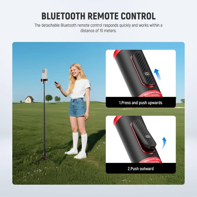 Alt view image 5 of 7 - Basics PA991 Selfie Stick Tripod Compatible with iPhone Samsung Android, 57.9 Inch Metal Portable Lightweight Travel Mobile Phone Stand with Holder & Remote Control for Video Recording