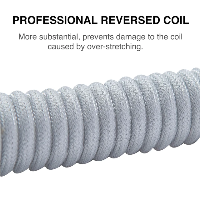 Alt view image 2 of 7 - Pro Custom Premium Coiled USB C Cable for Gaming Keyboard, Double-Sleeved Mechanical Keyboard Cable with Detachable Metal Aviator, 1.5M USB-C to USB-A, Marble Gray Color