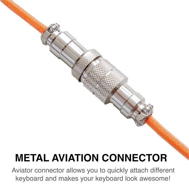 Alt view image 3 of 7 - Pro Custom Premium Coiled USB C Cable for Gaming Keyboard, Double-Sleeved Mechanical Keyboard Cable with Detachable Metal Aviator, 1.5M USB-C to USB-A, Brilliant Orange Color
