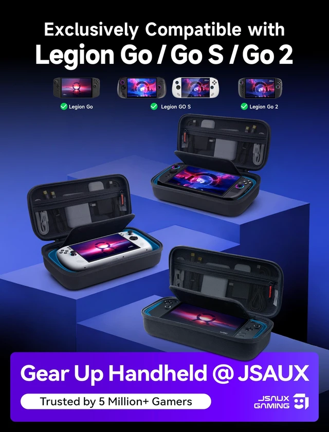 Alt view image 2 of 7 - Carrying Case for Lenovo Legion Go/Go S/Go 2, Large Hard Travel Bag Compatible with 3 Legion Go Series, Upper/Lower Storage, Crush Guard, Secure Strap, Soft Screen Lining, Two Carrying Modes