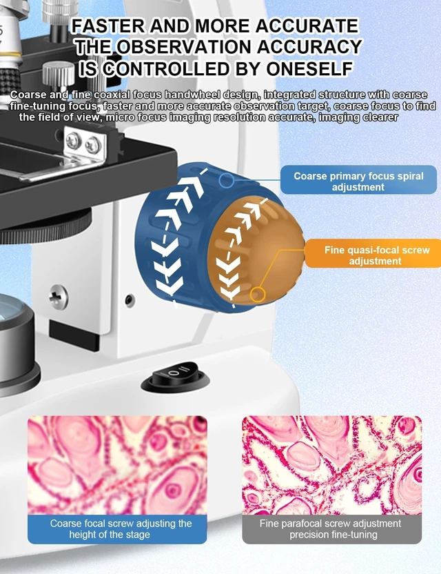 Alt view image 7 of 7 - Microscope for Adults WF10x and WF25x Eyepiece Microscopes 40X-2000X Magnification USB Camera, Microscope for Adults Suitable for Laboratory School
