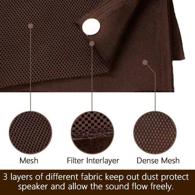 Alt view image 2 of 7 - Speaker Grille Cloth Stereo Mesh Fabric, Brown, 55x40 in (140x100 cm) 3-Layer Functional Acoustic Fabric, Fully Sound-Permeable, Dustproof & Stretchable, for Speaker & Furniture Refurbishment