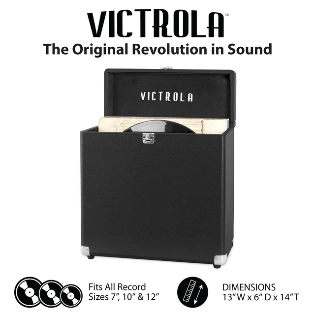 Alt view image 2 of 5 - Collector - Vinyl Record Storage Case, Holds 30+ LPs - Black Vinyl record storage case, holds 30+ LPs (33/45/78), corner guards, heavy-duty hinges, dust and scratch protection
