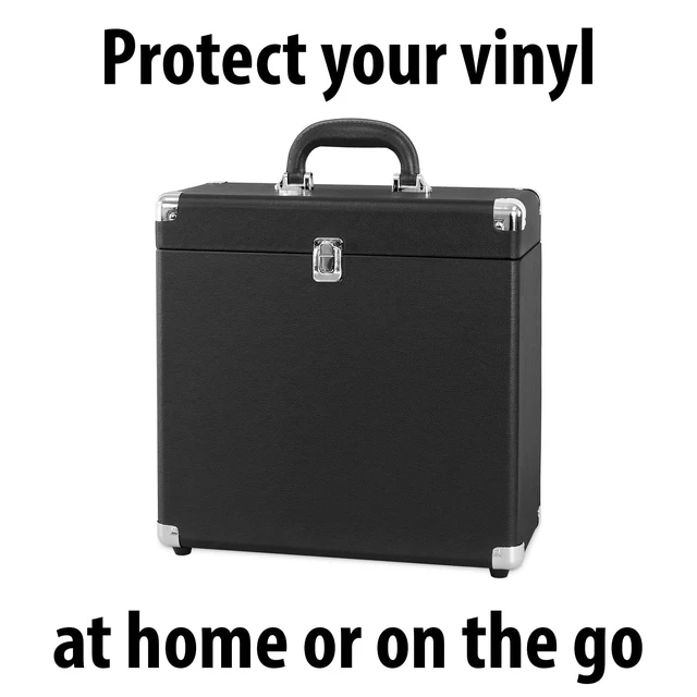 Alt view image 3 of 5 - Collector - Vinyl Record Storage Case, Holds 30+ LPs - Black Vinyl record storage case, holds 30+ LPs (33/45/78), corner guards, heavy-duty hinges, dust and scratch protection