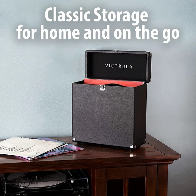 Alt view image 4 of 5 - Collector - Vinyl Record Storage Case, Holds 30+ LPs - Black Vinyl record storage case, holds 30+ LPs (33/45/78), corner guards, heavy-duty hinges, dust and scratch protection