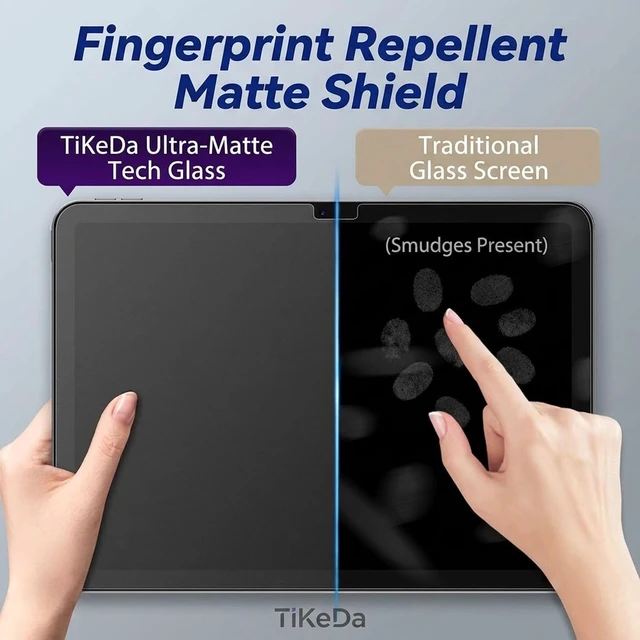 Alt view image 4 of 7 - 2 Pack Matte Glass Screen Protector for iPad A16 11 Inch (2025 11th Generation) / iPad 10th Generation 10.9 2022,Anti-Glare & Anti-Fingerprint Tempered Glass (Not Privacy)