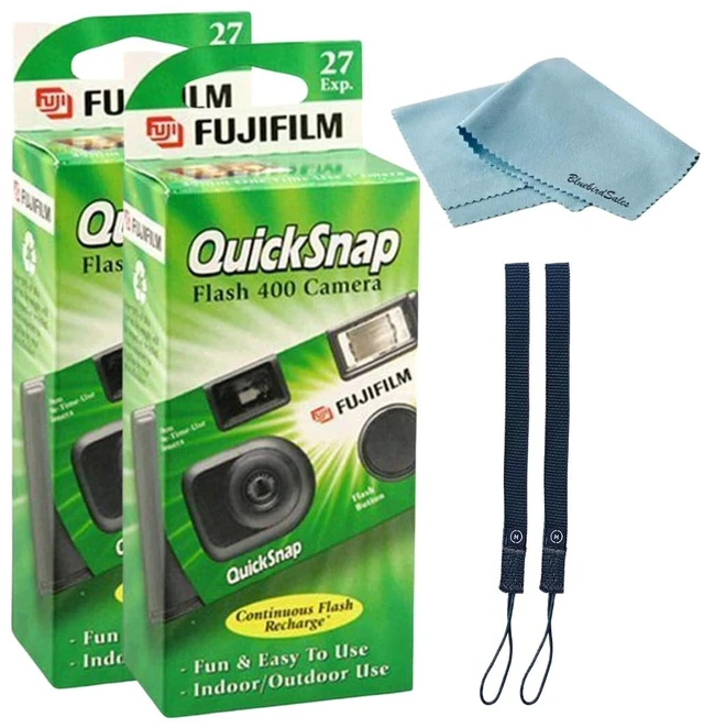 Main image of Fujifilm QuickSnap Flash 400 Disposable 35mm Camera 2 Pack 2 Hand Straps Microfiber Cleaning Cloth
