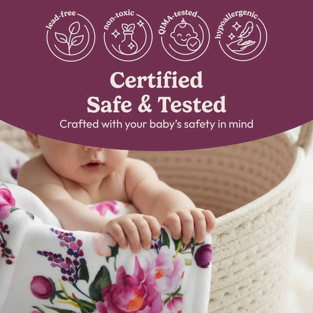 Alt view image 6 of 7 - Monthly Milestone Blanket for Baby Girl - 60"x40" - Wrinkle Free Baby Age Month Blanket with Growth Chart - Washable & Dryable - w/Wreath & Headband - Floral Theme
