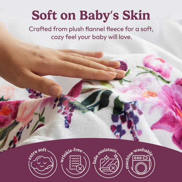 Alt view image 5 of 7 - Monthly Milestone Blanket for Baby Girl - 60"x40" - Wrinkle Free Baby Age Month Blanket with Growth Chart - Washable & Dryable - w/Wreath & Headband - Floral Theme