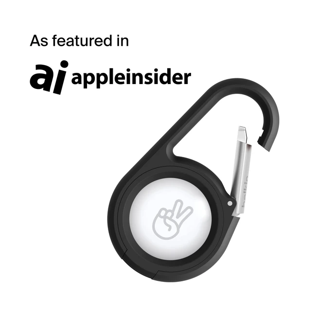 Alt view image 2 of 7 - Apple AirTag Secure Holder with Carabiner - Durable Scratch Resistant Case With Open Face & Raised Edges - Protective AirTag Keychain Accessory For Keys, Pets, Luggage & More - Black