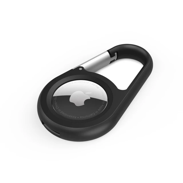 Main image of Apple AirTag Secure Holder with Carabiner - Durable Scratch Resistant Case With Open Face & Raised Edges - Protective AirTag Keychain Accessory For Keys, Pets, Luggage & More - Black