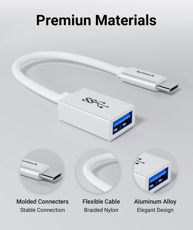 Alt view image 3 of 7 - USB Type C to USB Adapter, Aluminum Alloy, Male to Female, 5 Gbps Transfer Speed, Compatible with iPhone, MacBook, iPad, Pixelbook, Dell, Surface, Lenovo, Samsung Galaxy
