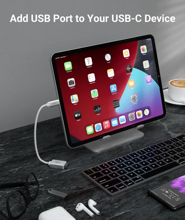 Alt view image 5 of 7 - USB Type C to USB Adapter, Aluminum Alloy, Male to Female, 5 Gbps Transfer Speed, Compatible with iPhone, MacBook, iPad, Pixelbook, Dell, Surface, Lenovo, Samsung Galaxy