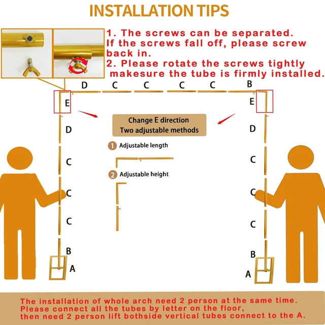 Alt view image 6 of 7 - 8.2FT Square Arch Backdrop Stand, Metal Wedding Balloon Arch Stand | Gold,Extra 2 Clamps for Table Rod Stand Use,Adjustable 3FT-8FT Length 3.3FT-8FT Height,For Wedding Birthday Party Decoration