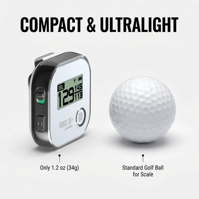 Alt view image 3 of 7 - GOLFBUDDY Voice 3S+ Talking GPS Rangefinder Clip-On Hat GPS with Slope On/Off Audio Distance to Front/Center/Back 40,000 Courses 18-Hour Battery No Subscription Fees (Black)