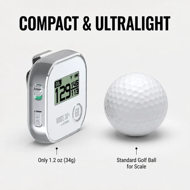 Alt view image 3 of 7 - GOLFBUDDY Voice 3S+ Talking GPS Rangefinder Clip-On Hat GPS with Slope On/Off Audio Distance to Front/Center/Back 40,000 Courses 18-Hour Battery No Subscription Fees (Gray)