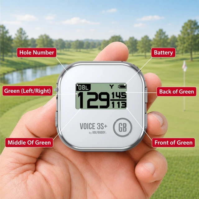 Alt view image 6 of 7 - GOLFBUDDY Voice 3S+ Talking GPS Rangefinder Clip-On Hat GPS with Slope On/Off Audio Distance to Front/Center/Back 40,000 Courses 18-Hour Battery No Subscription Fees (Gray)