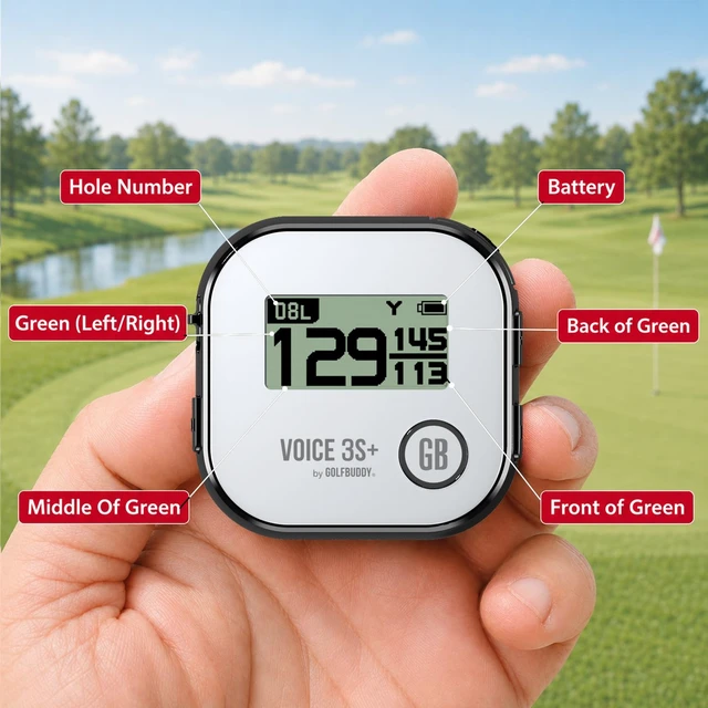 Alt view image 7 of 7 - GOLFBUDDY Voice 3S+ Talking GPS Rangefinder Clip-On Hat GPS with Slope On/Off Audio Distance to Front/Center/Back 40,000 Courses 18-Hour Battery No Subscription Fees (Black)