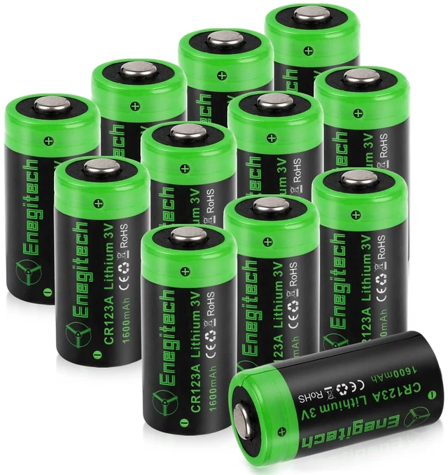 Main image of CR123A 3V Lithium Battery, 123 Lithium Batteries 3 Volt 1600mAh for Smart Smoke Detector, Fire Alarm, Flood & Freeze Sensor, Carbon Monoxide Detector Non-Rechargeable 12 Pack
