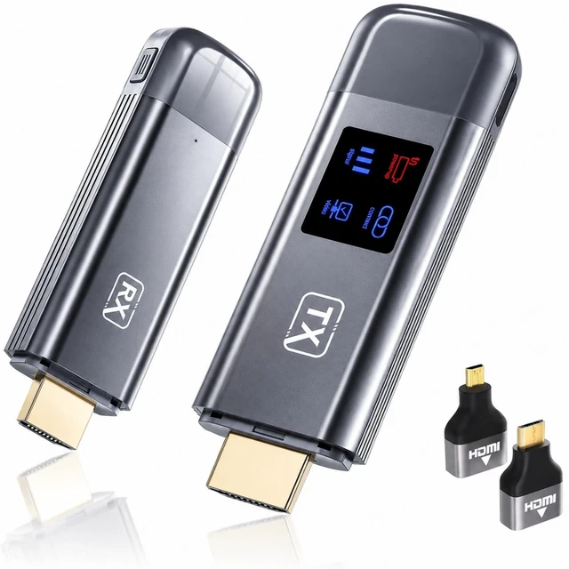 Main image of Wireless HDMI Transmitter and Receiver, 120M/400FT, 5.8G+2.4G Dual-Band LDS Antenna and Low Latency, Video and Audio to TV/Monitor/Projector, Plug and Play, 1080P Output, 4K Decode, Mirror & Extend