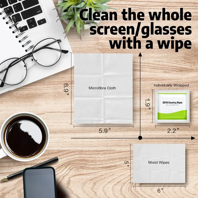 Alt view image 5 of 6 - Screen Wipes Individually Wrapped, Pre-moistened Computer Phone Lens Cleaning Wipes for iPhone iPad Tablet PC Computer LED Screen, Pack of 400