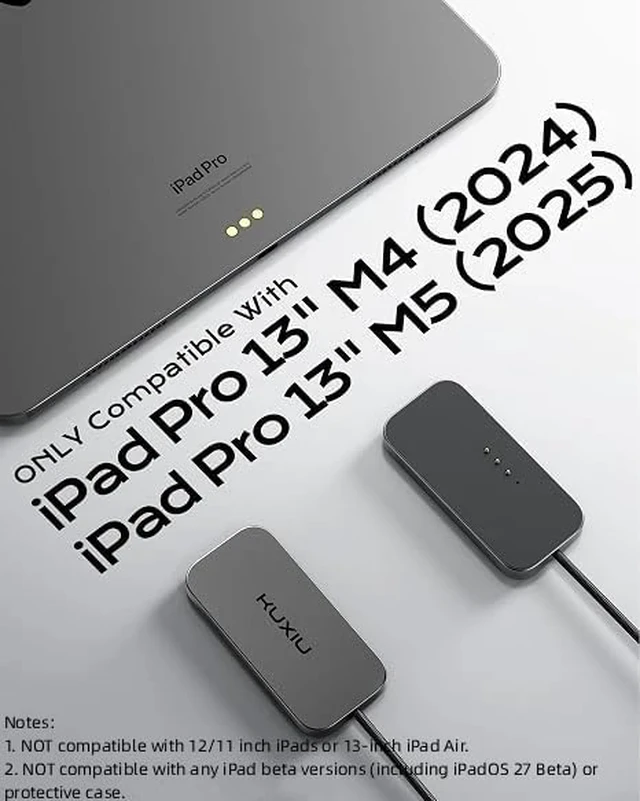 Alt view image 3 of 7 - Magnetic Wireless Charger for iPad Pro 13" M4/M5 ONLY, 35W Fast Charging Smart Connector Charger, Aluminum Alloy Wireless Charging Pad with 6.56ft USB-C Cord Cable (Adapter Not Included)