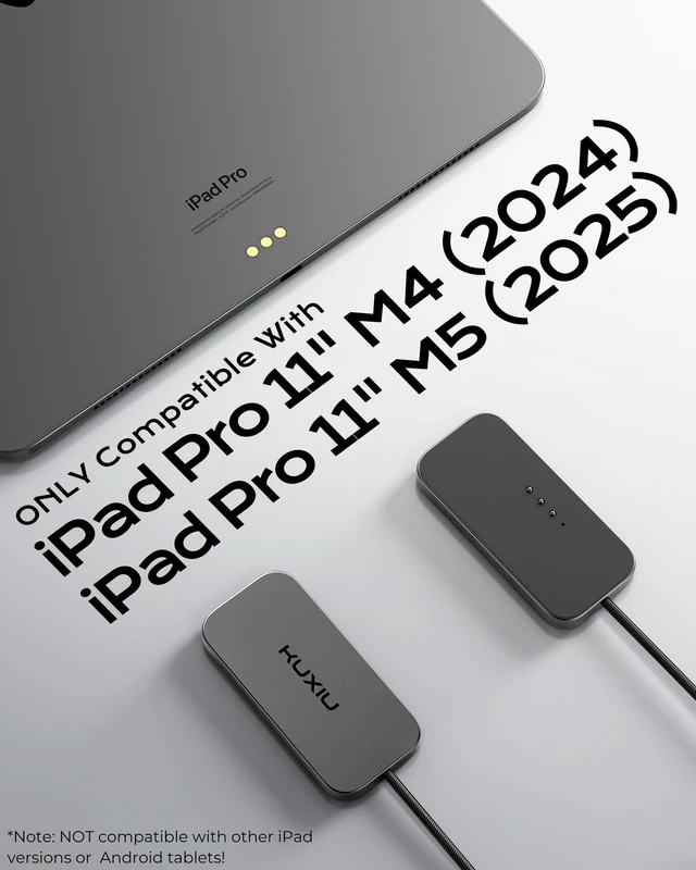 Alt view image 3 of 7 - Magnetic Wireless Charger for iPad Pro 11" M4/M5 ONLY, 35W Fast Charging Smart Connector Charger, Aluminum Alloy Wireless Charging Pad with 6.56ft USB-C Cord Cable (Adapter Not Included)