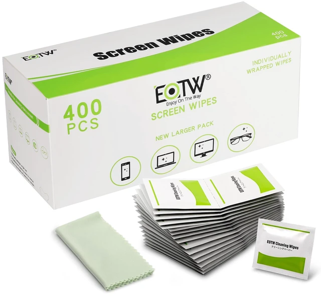 Main image of Screen Wipes Individually Wrapped, Pre-moistened Computer Phone Lens Cleaning Wipes for iPhone iPad Tablet PC Computer LED Screen, Pack of 400