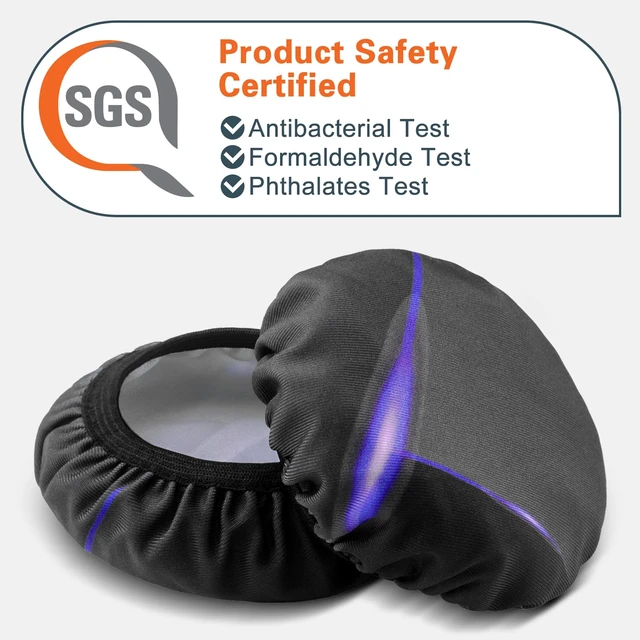 Alt view image 2 of 7 - 2 Pairs Flex Fabric Headphones Ear Covers - Product Safety Certified - Washable & Stretchable Earcup Protectors for Over-Ear Headsets, Sweat Pads for Gym, Gaming (Size M/Cosmos)