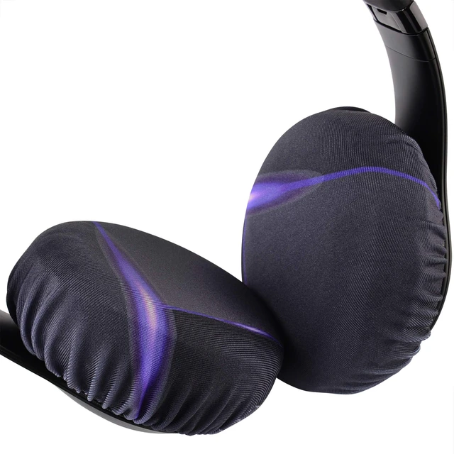 Alt view image 3 of 7 - 2 Pairs Flex Fabric Headphones Ear Covers - Product Safety Certified - Washable & Stretchable Earcup Protectors for Over-Ear Headsets, Sweat Pads for Gym, Gaming (Size M/Cosmos)