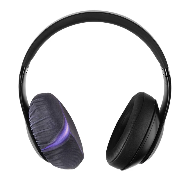 Alt view image 4 of 7 - 2 Pairs Flex Fabric Headphones Ear Covers - Product Safety Certified - Washable & Stretchable Earcup Protectors for Over-Ear Headsets, Sweat Pads for Gym, Gaming (Size M/Cosmos)