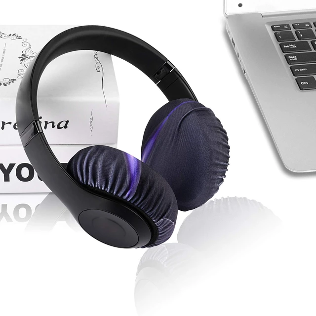 Alt view image 5 of 7 - 2 Pairs Flex Fabric Headphones Ear Covers - Product Safety Certified - Washable & Stretchable Earcup Protectors for Over-Ear Headsets, Sweat Pads for Gym, Gaming (Size M/Cosmos)