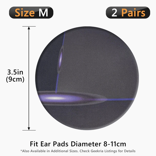 Alt view image 6 of 7 - 2 Pairs Flex Fabric Headphones Ear Covers - Product Safety Certified - Washable & Stretchable Earcup Protectors for Over-Ear Headsets, Sweat Pads for Gym, Gaming (Size M/Cosmos)