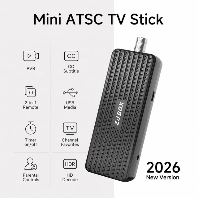 Alt view image 5 of 6 - Digital Converter Box for TV,1080P ATSC tv Tuner Box with hdmi Output and 3RCA Cables Hidden Behind TVwith Power Adapter2-in-1 RemoteTV Program Recording&Playback,USB Media Player