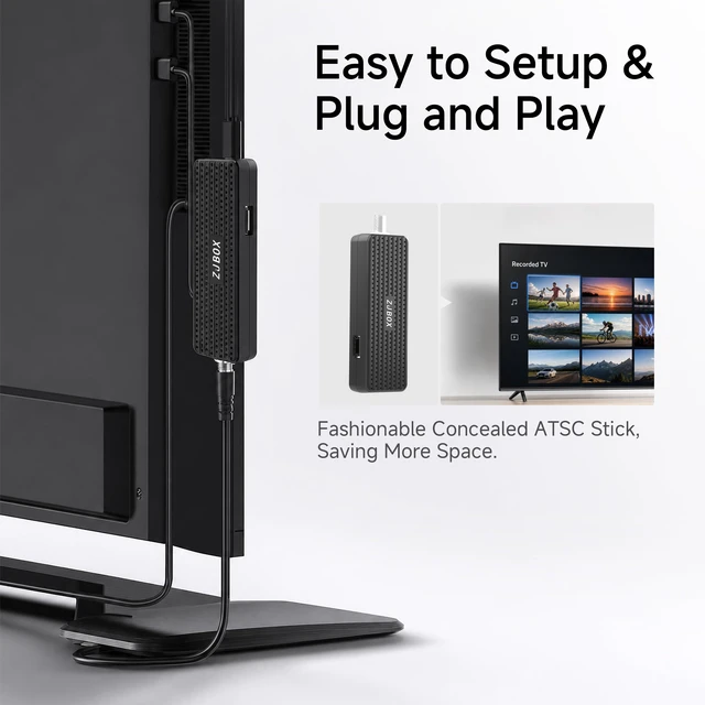 Alt view image 6 of 6 - Digital Converter Box for TV,1080P ATSC tv Tuner Box with hdmi Output and 3RCA Cables Hidden Behind TVwith Power Adapter2-in-1 RemoteTV Program Recording&Playback,USB Media Player