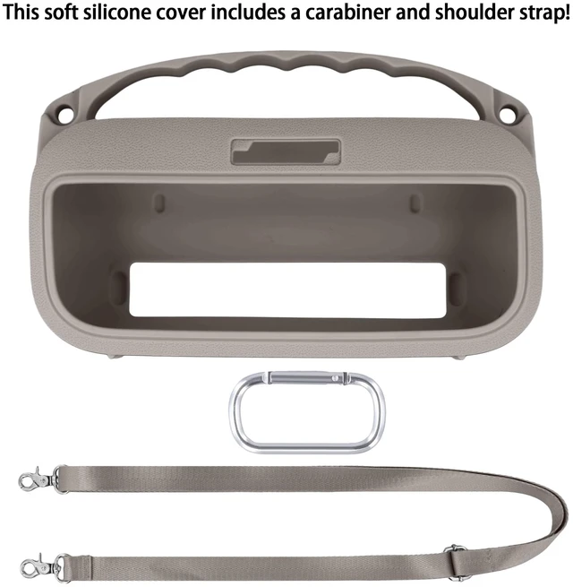 Alt view image 2 of 7 - Soft Silicone Case for Bose SoundLink Flex 2nd Gen, Sandstone Skin-Friendly Handle, Adjustable Shoulder Strap, Crossbody Carrying, Aluminum Carabiner, Lightweight