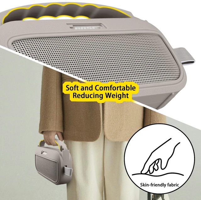 Alt view image 6 of 7 - Soft Silicone Case for Bose SoundLink Flex 2nd Gen, Sandstone Skin-Friendly Handle, Adjustable Shoulder Strap, Crossbody Carrying, Aluminum Carabiner, Lightweight